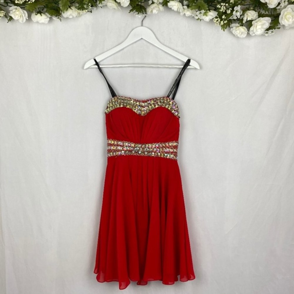Princess Collection Red Beaded Strapless Dress